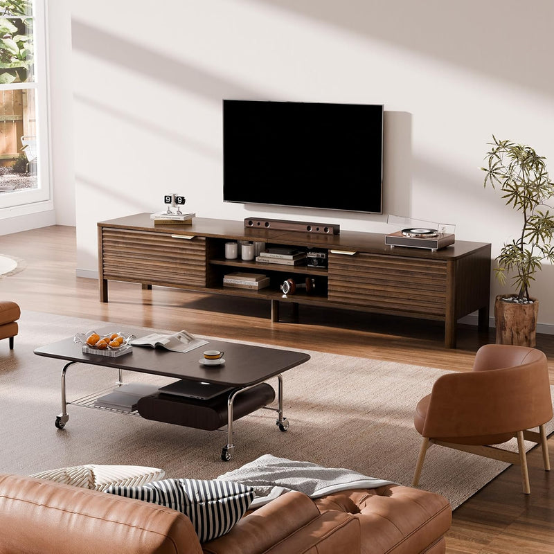 Walnut TV Unit Wooden Stand Cabinet