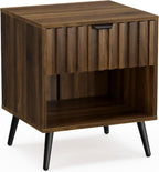 Walnut Wooden Night Stand Mid Century Nightstand