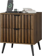 Walnut Wooden Night Stand Mid Century Nightstand
