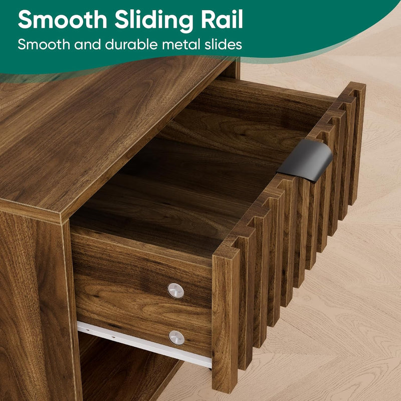 Walnut Wooden Night Stand Mid Century Nightstand