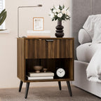 Walnut Wooden Night Stand Mid Century Nightstand