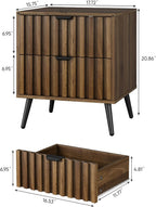 Walnut Wooden Night Stand Mid Century Nightstand