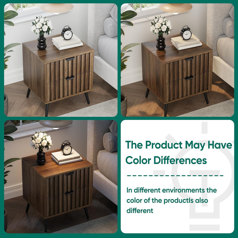 Walnut Wooden Night Stand Mid Century Nightstand