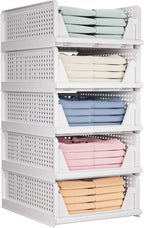 Wardrobe Storage Organiser Folding Closet Organisers Stackable (5 Pack)
