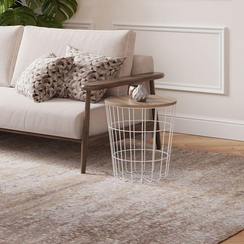 Warm Neutral Greige Abstract Living Room Area Rug