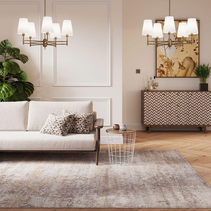 Warm Neutral Greige Abstract Living Room Area Rug