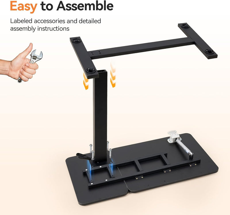 Height Adjustable Overbed Table with Wheels 80x40CM Rolling