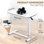 Warmiehomy Overbed Bedside Table with Wheels 67-91CM Adjustable
