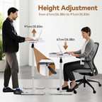 Warmiehomy Overbed Bedside Table with Wheels 67-91CM Adjustable