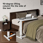 Warmiehomy Overbed Bedside Table with Wheels 67-91CM Adjustable