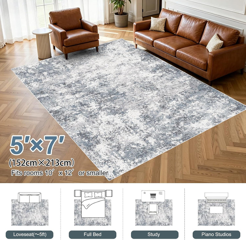 Washable 5'x7' Area Rug for Living Room
