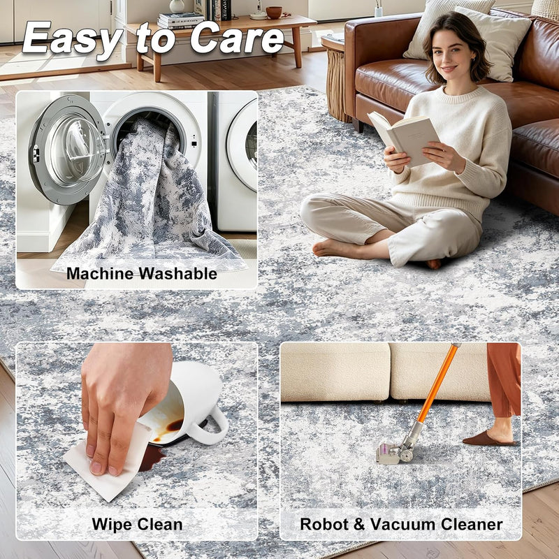 Washable 5'x7' Area Rug for Living Room