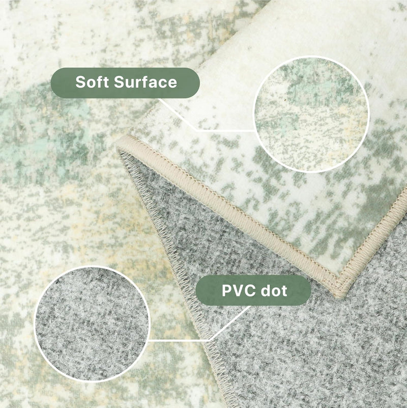 Washable Abstract Rug Non Slip Carpet Living