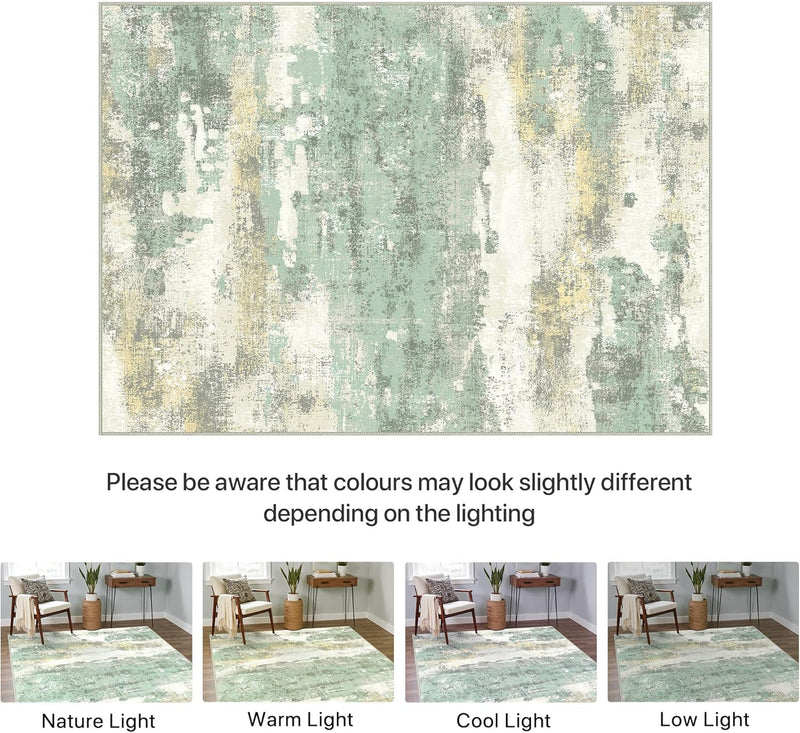 Washable Abstract Rug Non Slip Carpet Living