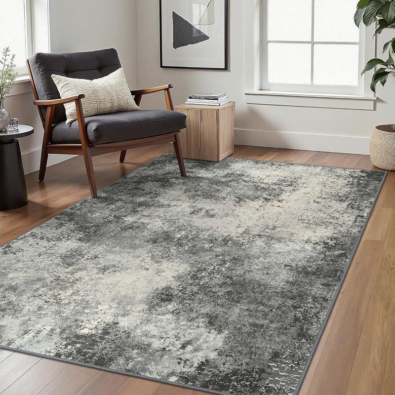 Washable Abstract Rug Non Slip Carpet Living