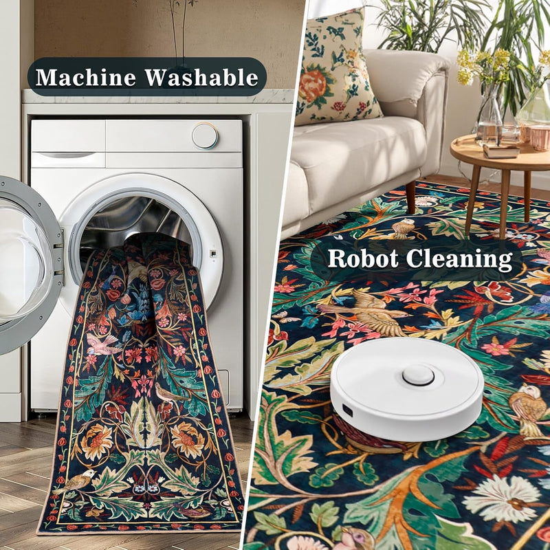 Washable Area Rug for Living Room Boho
