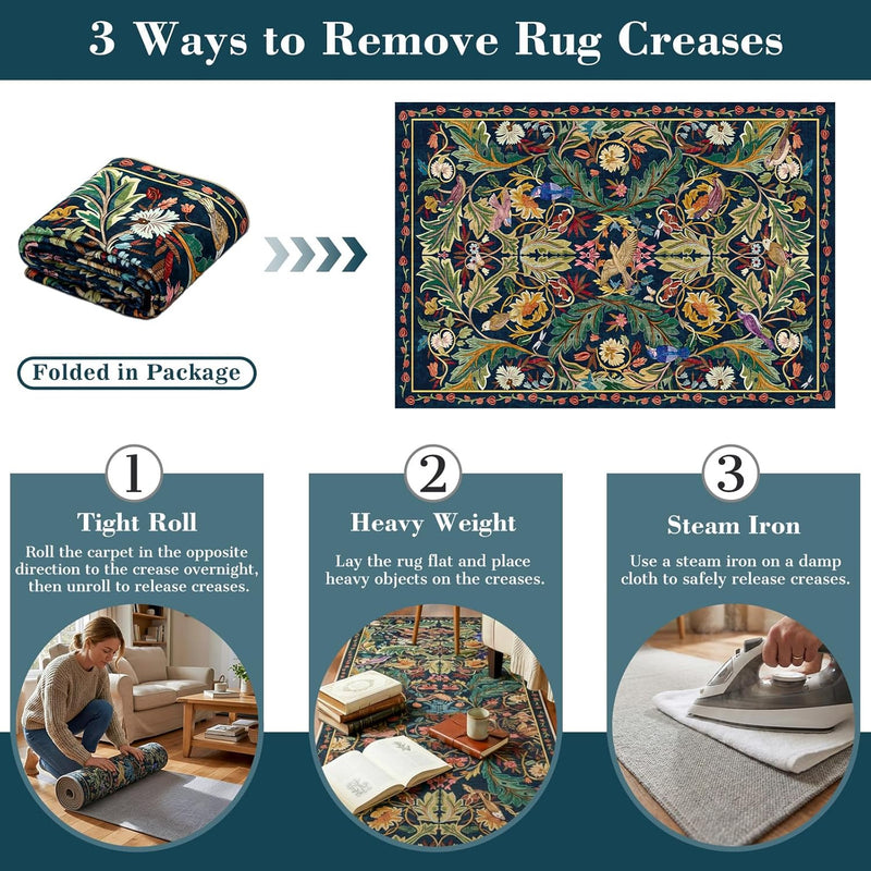 Washable Area Rug for Living Room Boho