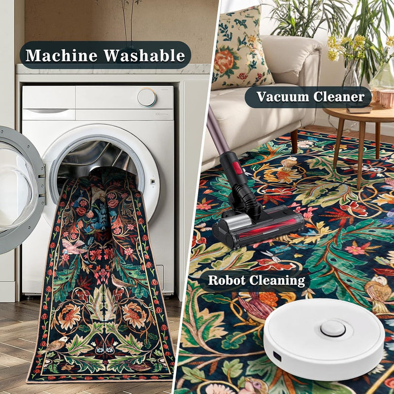 Washable Area Rug for Living Room Boho