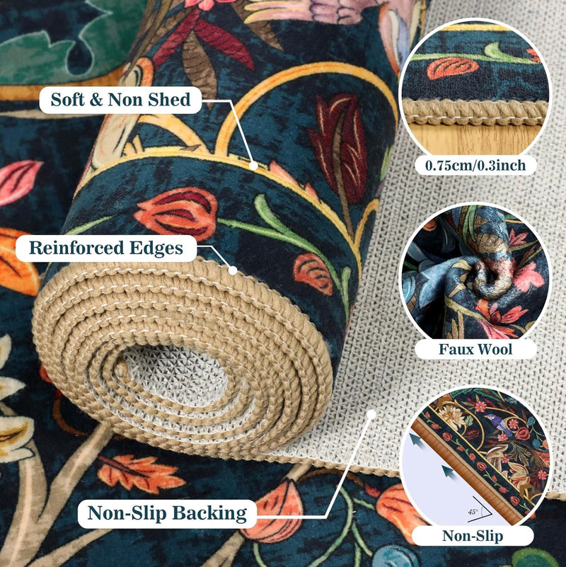 Washable Area Rug for Living Room Boho