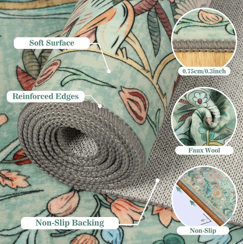 Washable Area Rug for Living Room Boho
