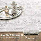 Washable Area Rug Living Room Vintage Neutral