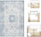 Washable Area Rug Living Room Vintage Neutral