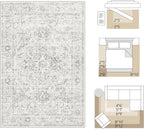 Washable Area Rug Living Room Vintage Neutral