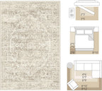 Washable Area Rug Living Room Vintage Neutral