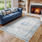 Washable Area Rug Living Room Vintage Neutral