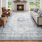 Washable Area Rug Living Room Vintage Neutral