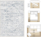 Washable Area Rug Living Room Vintage Neutral