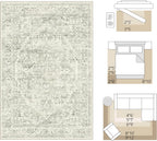Washable Area Rug Living Room Vintage Neutral