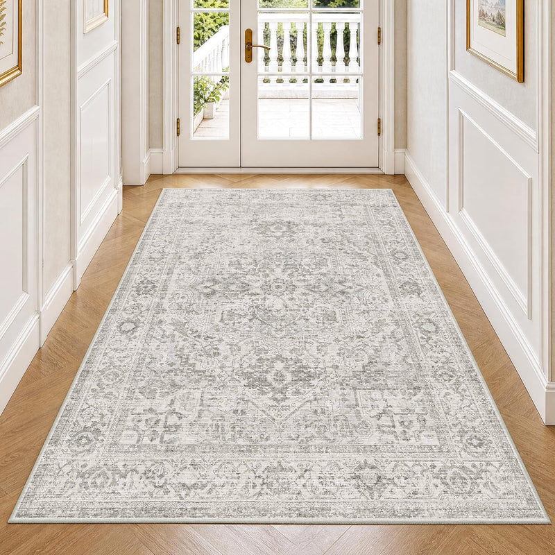 Washable Area Rug Neutral Large Vintage
