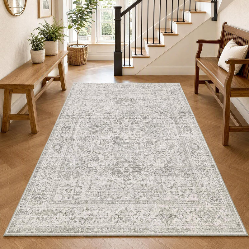 Washable Area Rug Neutral Large Vintage