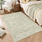 Washable Area Rug Neutral Large Vintage