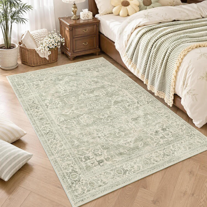 Washable Area Rug Neutral Large Vintage