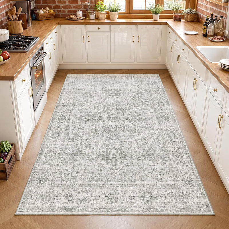 Washable Area Rug Neutral Large Vintage