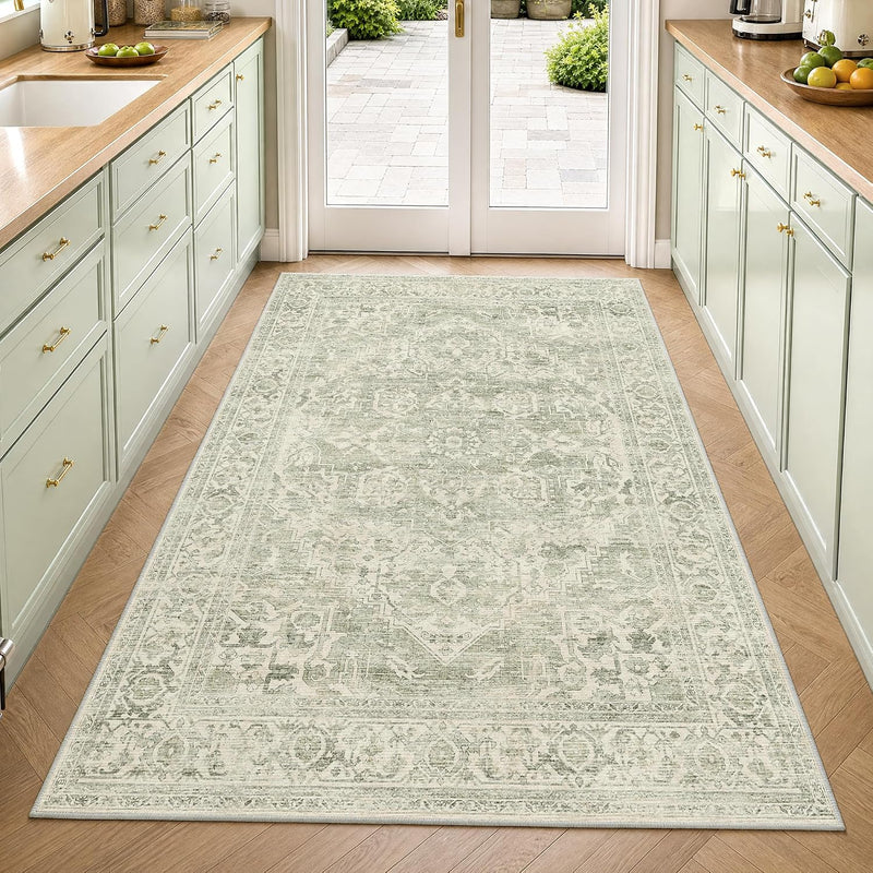 Washable Area Rug Neutral Large Vintage