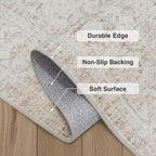 Washable Area Rug Neutral Vintage Non