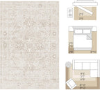 Washable Area Rug Neutral Vintage Non