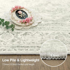 Washable Area Rug Neutral Vintage Non