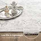 Washable Area Rug Neutral Vintage Non