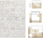 Washable Area Rug Neutral Vintage Non
