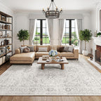Washable Area Rug Neutral Vintage Non