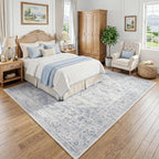 Washable Area Rug Neutral Vintage Non