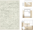 Washable Area Rug Neutral Vintage Non