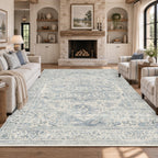 Washable Area Rug Neutral Vintage Non Slip