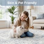 Washable Area Rug Neutral Vintage Non Slip