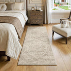 Washable Area Rug Neutral Vintage Non Slip