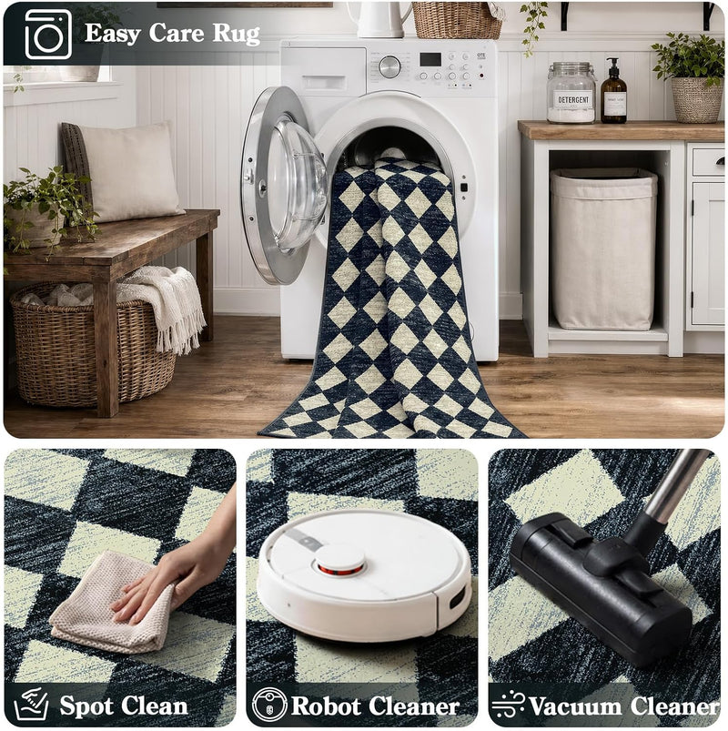 Washable Area Rug Soft Large Bedroom Non